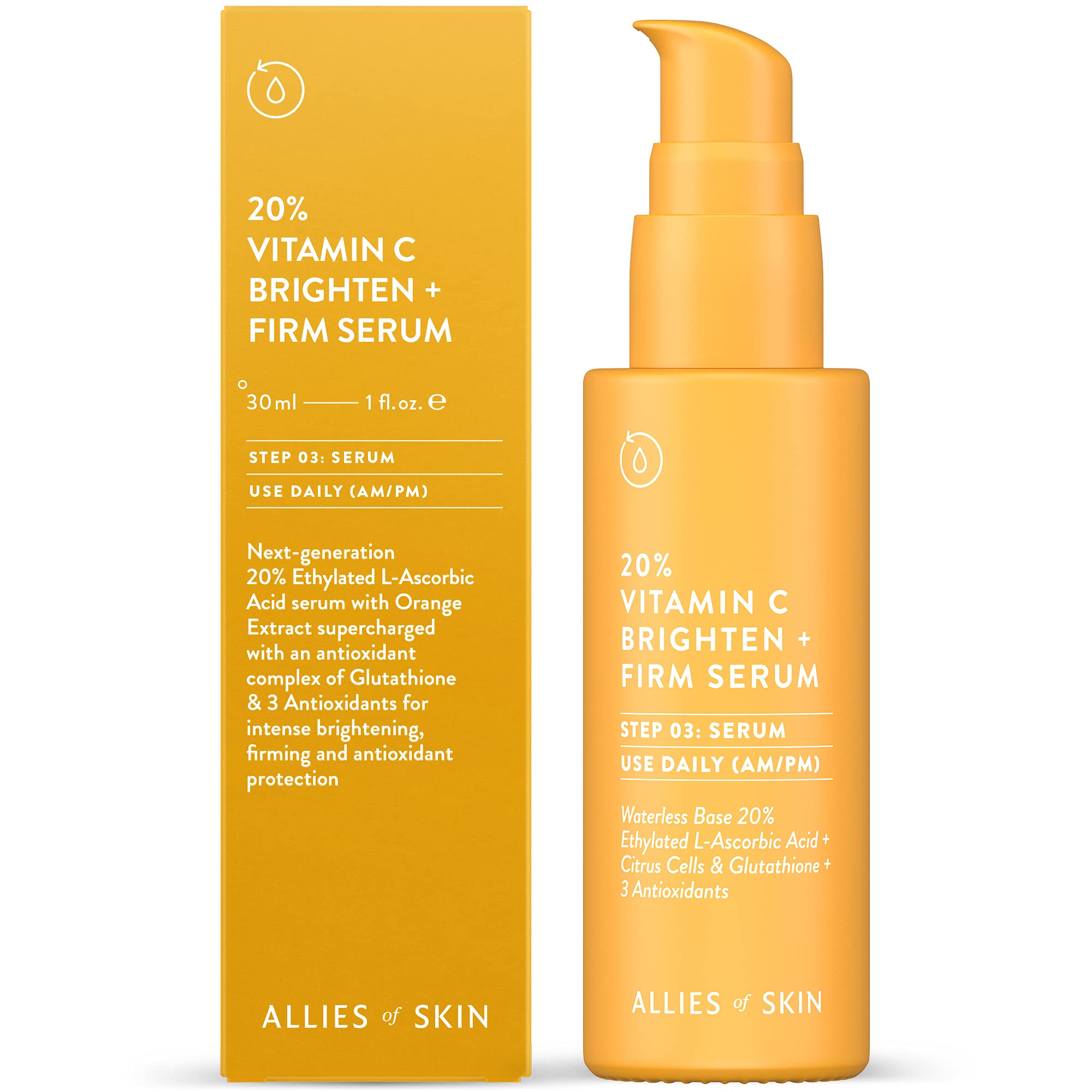 Allies of Skin 20% Vitamin C Brighten + Firm Serum (1 oz)