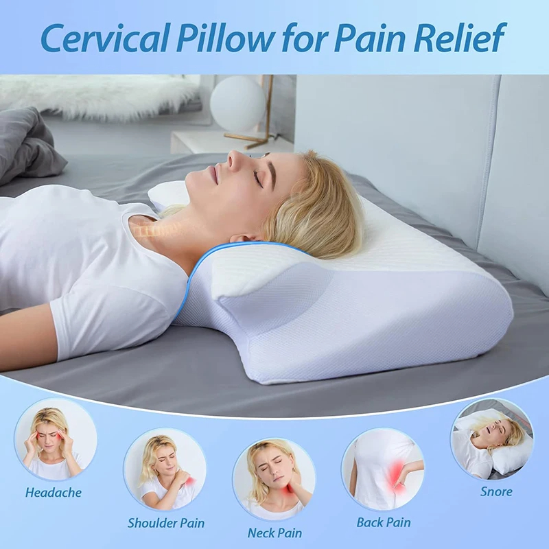 Memory Foam Cervical Neck Pillow – Orthopedic Support for Neck Pain Relief
