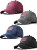 USA Flag Baseball Cap 4-Pack – Patriotic Adjustable Cotton Hats