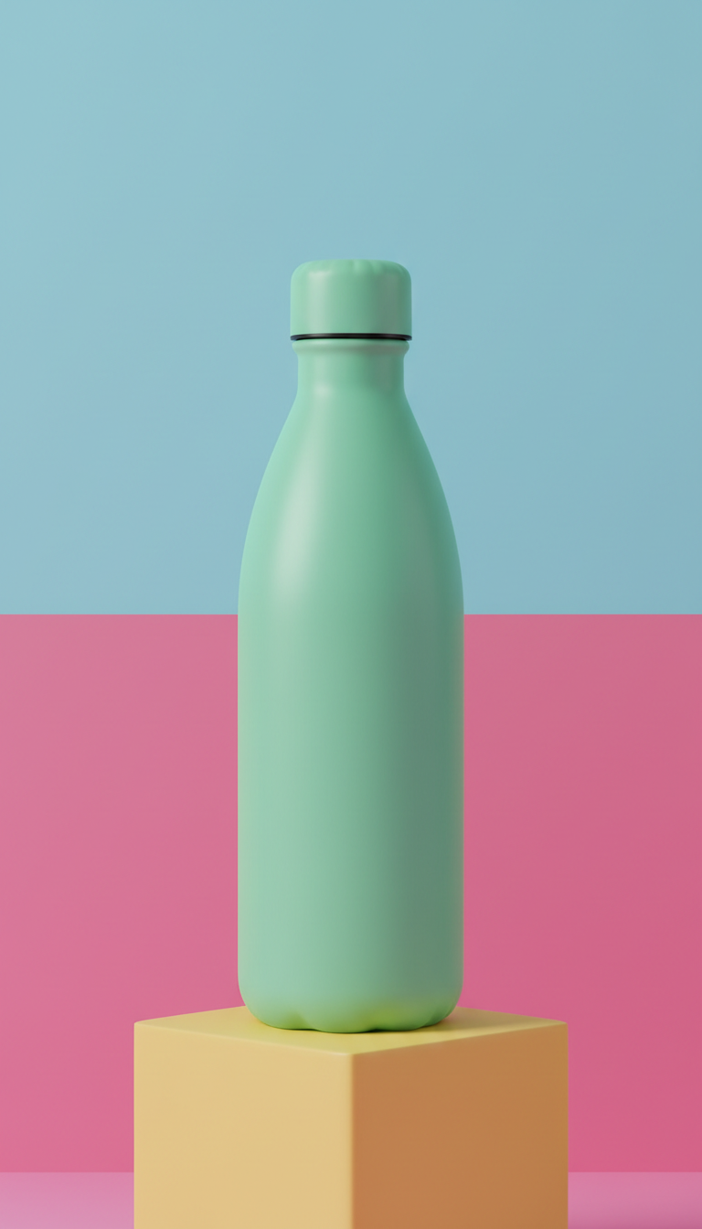 Lagoon green water bottle with graphic pattern