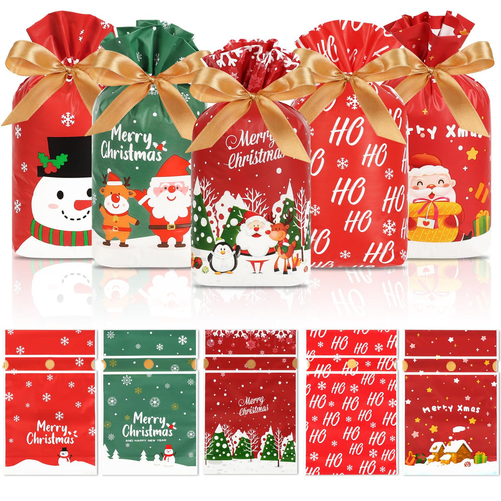 Christmas Treat Bags – 50 Pack Drawstring Holiday Goodie Bags