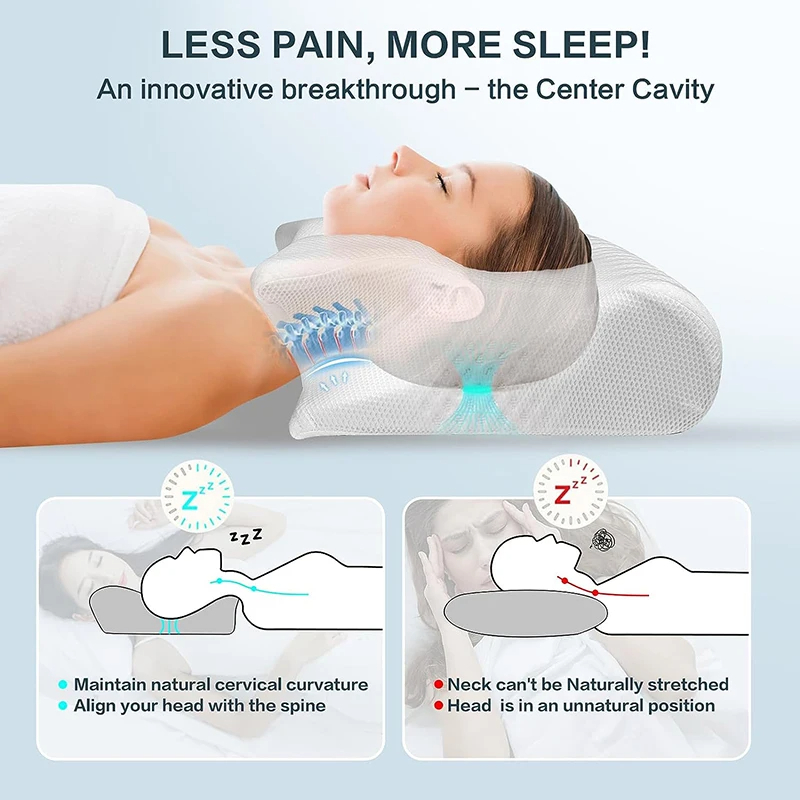 Memory Foam Cervical Neck Pillow – Orthopedic Support for Neck Pain Relief
