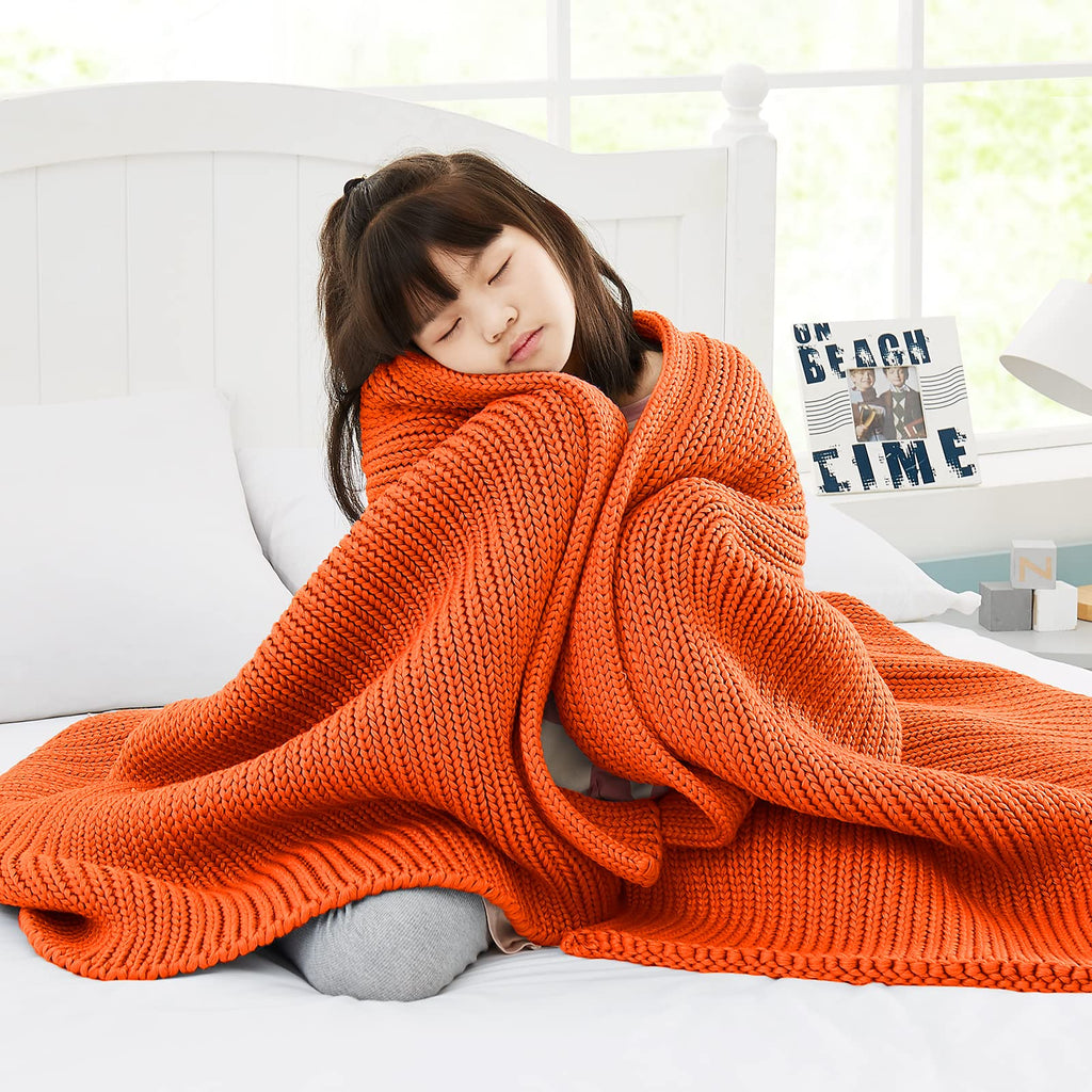 Chunky Knit Weighted Blanket – Handmade, Bead-Free, 7lbs (50"x60")